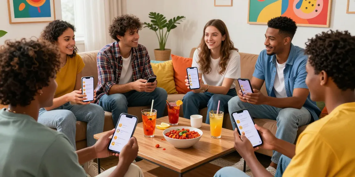 Friends engaging in a spicy chat while enjoying snacks and drinks in a cozy living room.