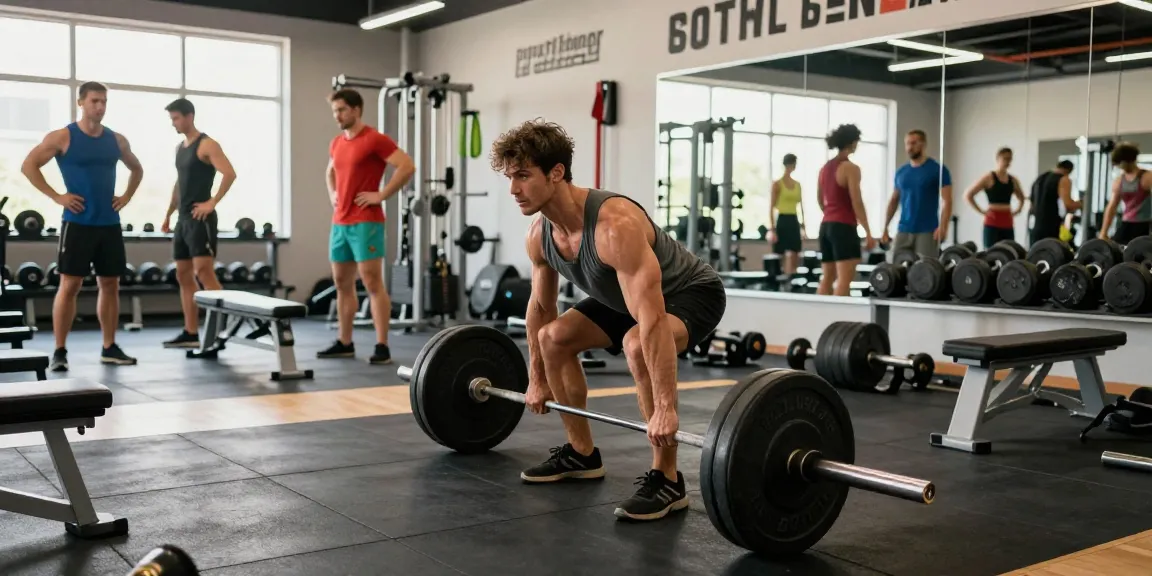 Anabolika Shop Deutschland: Bodybuilder im Fitnessstudio beim Deadlift-Training mit ansprechenden Trainingsgeräten und motivierenden Elementen.