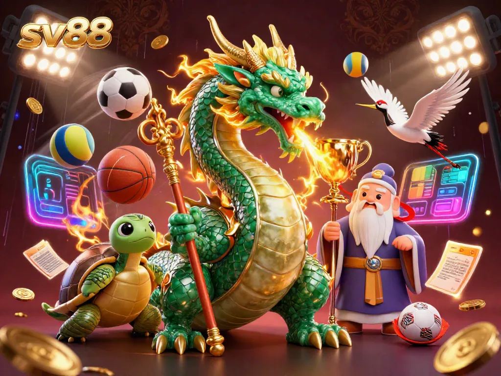 Experience thrilling betting action with sv88's vibrant 3D illustration showcasing dynamic gaming elements.
