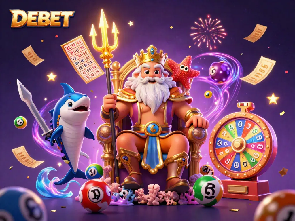 Engage with DEBET's vibrant online casino scene showcasing Neptune and dynamic gaming elements.