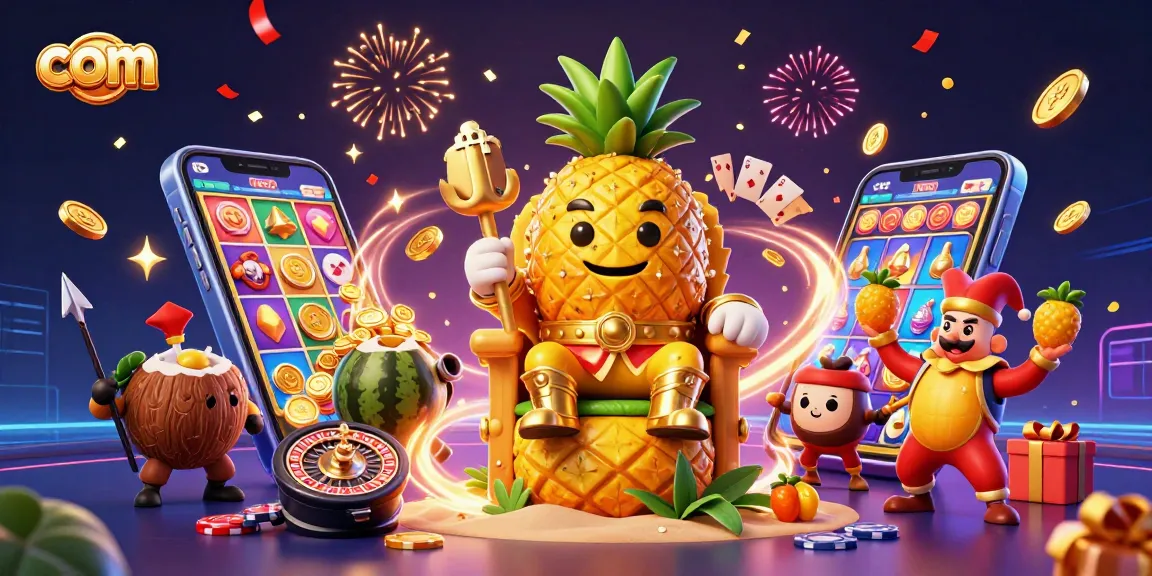 Experience excitement with com featuring a pineapple king, casino games, and vibrant energy.